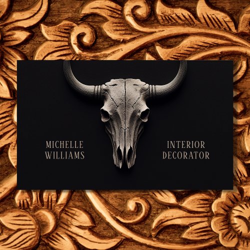Simple Rustic Cow Skull Southwestern Western Business Card