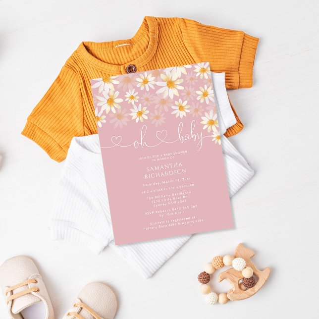 Simple Rustic Daisy Baby Shower Invitation (Creator Uploaded)