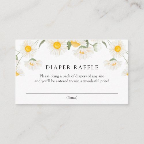 Simple Rustic Daisy Diaper Raffle Enclosure Card