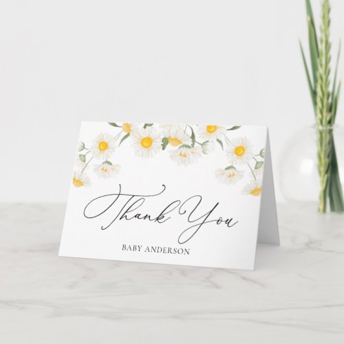 Simple Rustic Daisy Flower Thank You Note Card