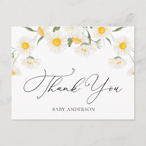 Simple Rustic Daisy Flower Thank You Postcard