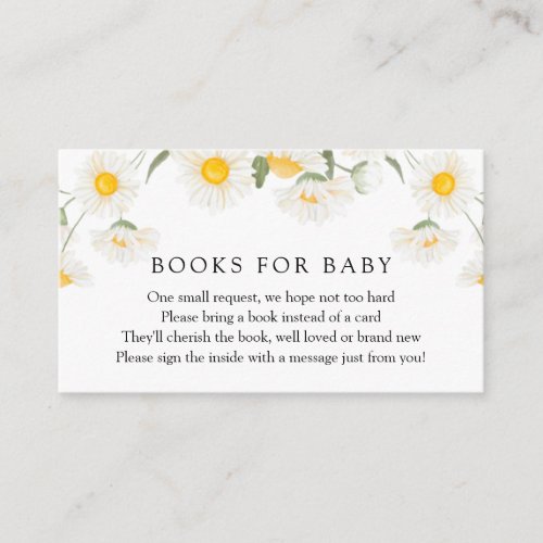 Simple Rustic Daisy Flowers Baby Book Request Enclosure Card