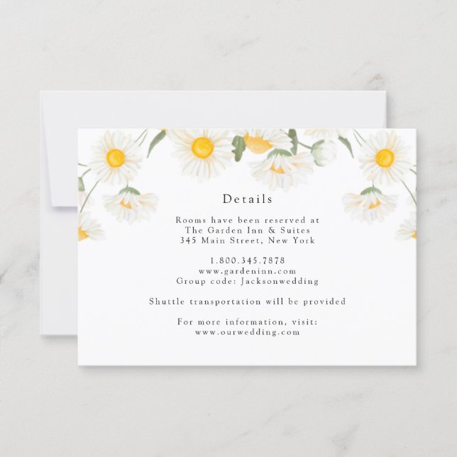 Simple Rustic Daisy Flowers Details Card (Front)
