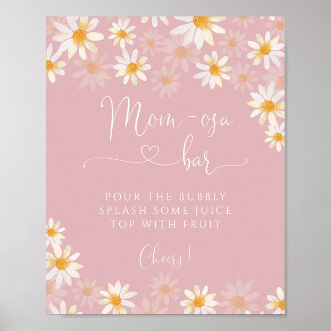 Simple Rustic Daisy Mom-osa Bar Poster (Front)