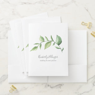Simple Rustic Elegant Greenery Pocket Folder