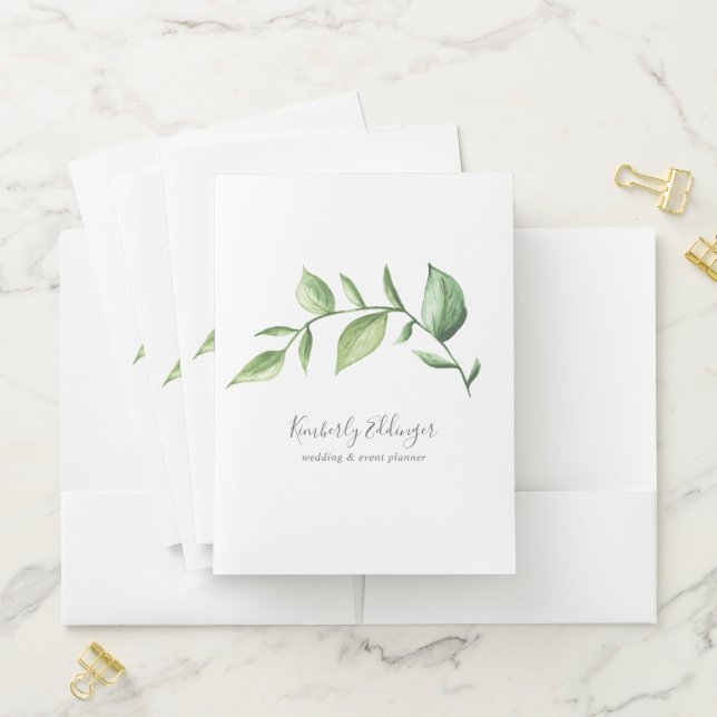 Simple Rustic Elegant Greenery Pocket Folder (In Situ)