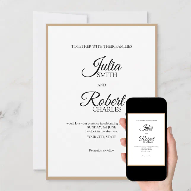 Simple rustic elegant wedding invitation Zazzle