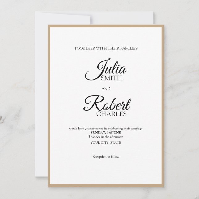 Simple rustic elegant wedding invitation (Front)