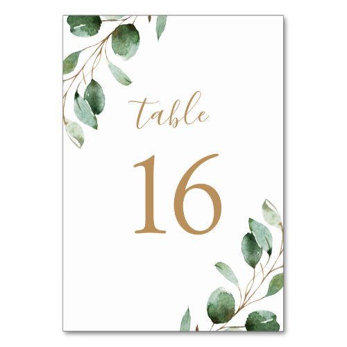 Simple Rustic Eucalyptus Greenery Wedding Table Number