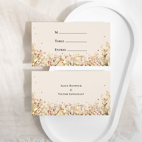 Simple Rustic Fall Beige Entree Choice Flat Place Card