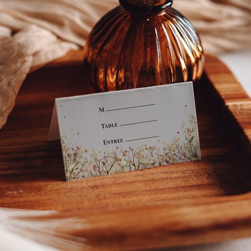 Simple Rustic Fall Beige Entree Choice Folded Place Card