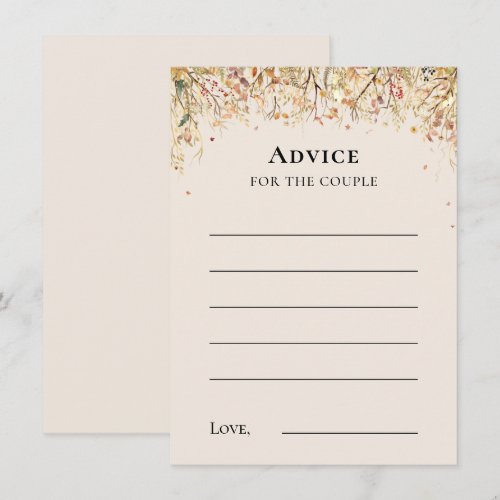 Simple Rustic Fall Beige Wedding Advice Card