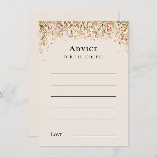 Simple Rustic Fall Beige Wedding Advice Card