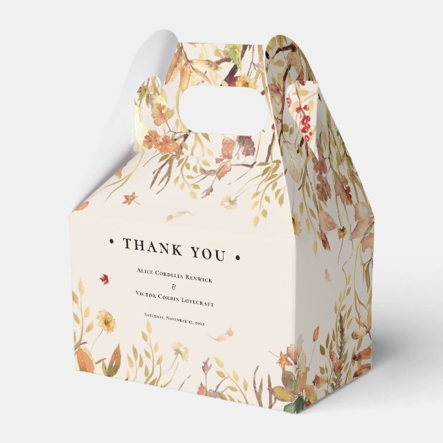 Simple Rustic Fall Beige Wedding Favor Box (Front Side)