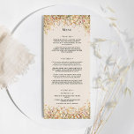 Simple Rustic Fall Beige Wedding Flat Menu<br><div class="desc">This Simple Rustic Fall Beige Wedding Flat Menu design features a timeless neutral base palette of beige and gold with delicately muted colorful embellishments of golden branches and lovely autumn florals with softly falling leaves in red, copper, dusty rose, burnt orange, terracotta, and the full fall color flourish. These botanical...</div>