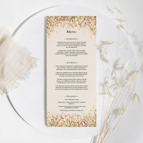 Simple Rustic Fall Beige Wedding Flat Menu