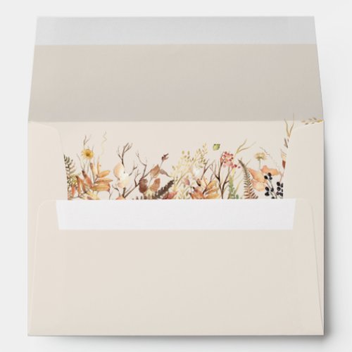 Simple Rustic Fall Beige Wedding Self_Addressed Envelope