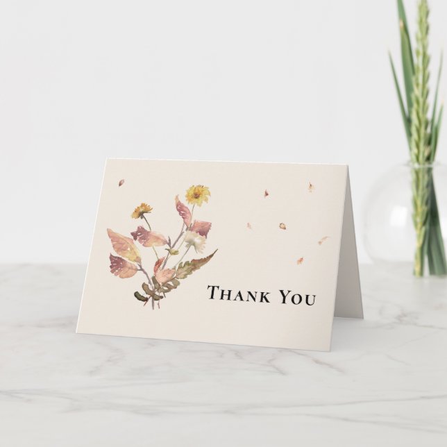 Simple Rustic Fall Beige Wedding Thank You Card (Front)