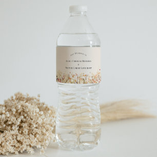 Simple Rustic Fall Beige Wedding Water Bottle Label