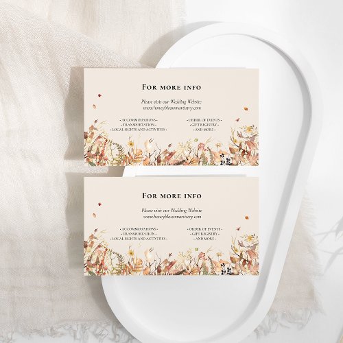 Simple Rustic Fall Beige Wedding Website Enclosure Card