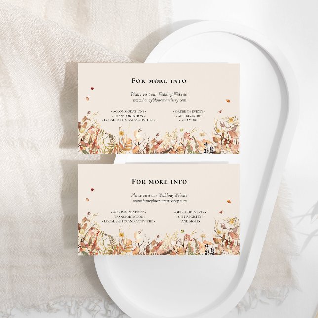 Simple Rustic Fall Beige Wedding Website Enclosure Card (Creator Uploaded)