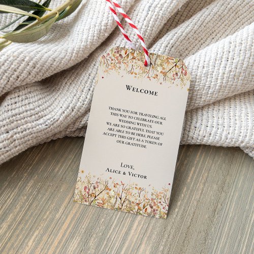 Simple Rustic Fall Beige Wedding Welcome Gift Tags