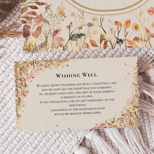 Simple Rustic Fall Beige Wedding Wishing Well Enclosure Card