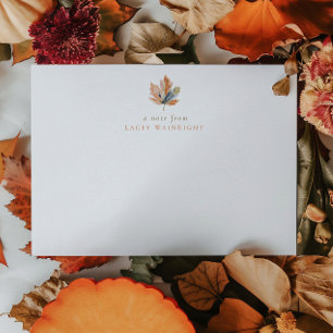 Simple Rustic Fall Leaf Personalized Note Card
