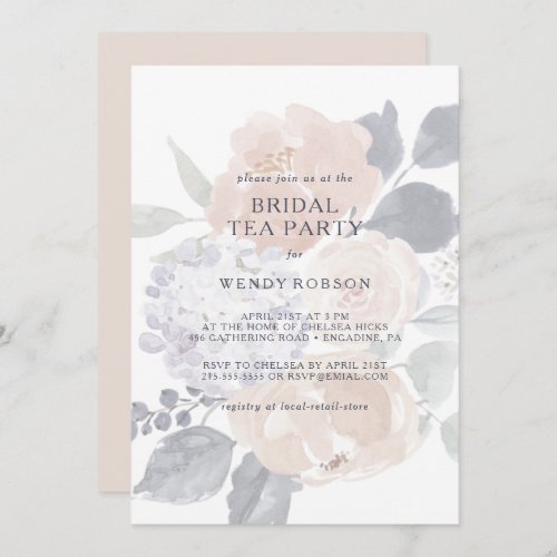 Simple Rustic Floral Bridal Tea Party Invitation