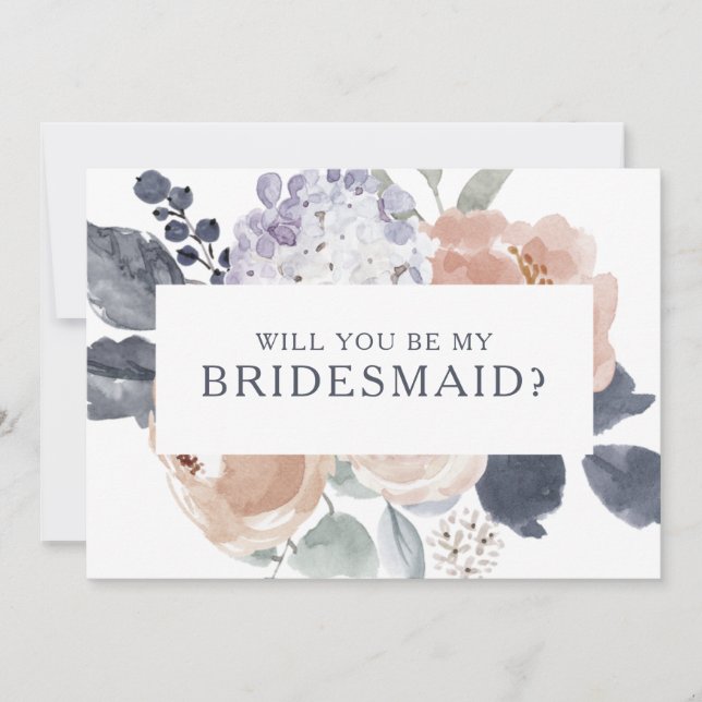 Simple Rustic Floral Bridesmaid Proposal Card (Front)