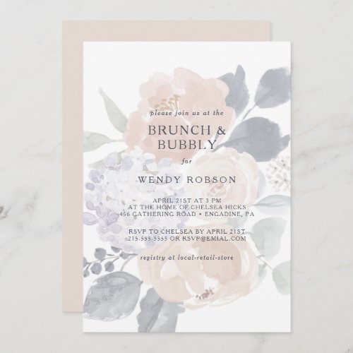 Simple Rustic Floral Brunch and Bubbly Shower Invi Invitation