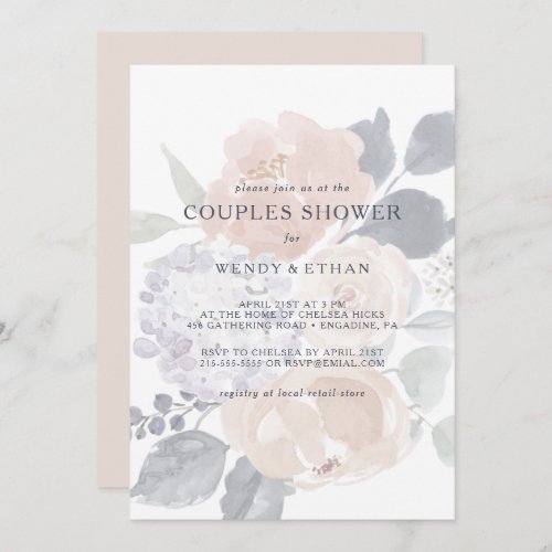 Simple Rustic Floral Couples Shower Invitation