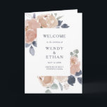 Simple Rustic Floral Folded Wedding Program<br><div class="desc">This simple rustic floral folded wedding program is perfect for your elegant vintage spring wedding. It is designed with classic rose flowers, simplistic blush peonies, and dusty purple hydrangeas. All of which is accompanied by touches of green eucalyptus and navy leaves. With all of these light colorful watercolor flowers, you...</div>