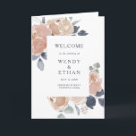 Simple Rustic Floral Folded Wedding Program<br><div class="desc">This simple rustic floral folded wedding program is perfect for your elegant vintage spring wedding. It is designed with classic rose flowers, simplistic blush peonies, and dusty purple hydrangeas. All of which is accompanied by touches of green eucalyptus and navy leaves. With all of these light colorful watercolor flowers, you...</div>
