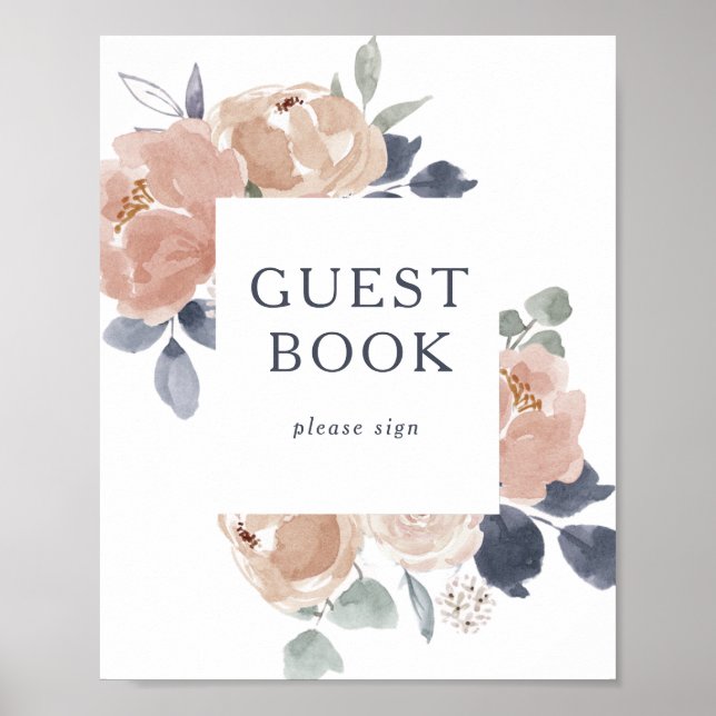 Simple Rustic Floral Guest Book Sign (Front)