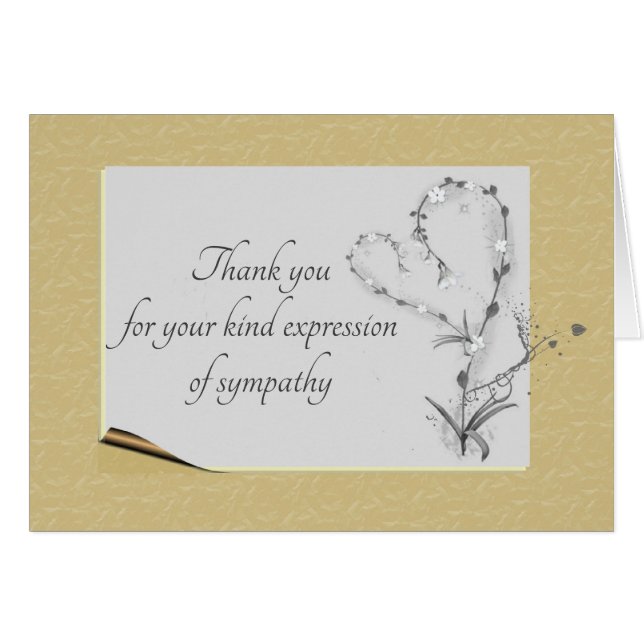 Simple Rustic Floral Heart, Thanks for Sympathy Cards (Front Horizontal)