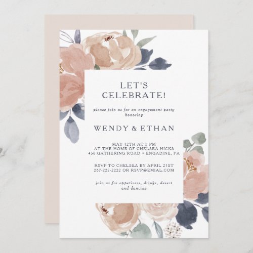 Simple Rustic Floral Lets Celebrate Invitation