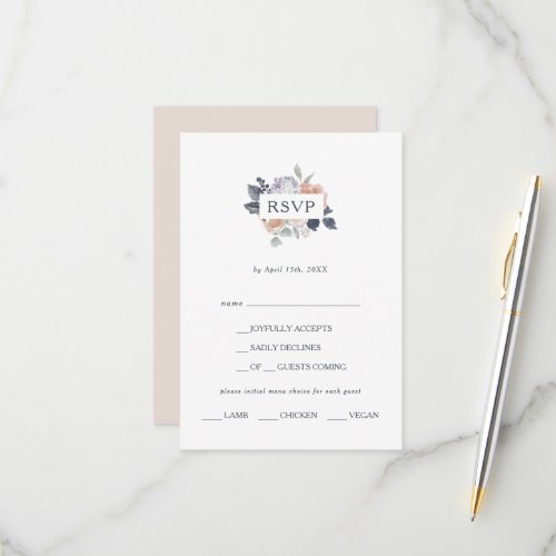 Simple Rustic Floral Menu Choice RSVP Card