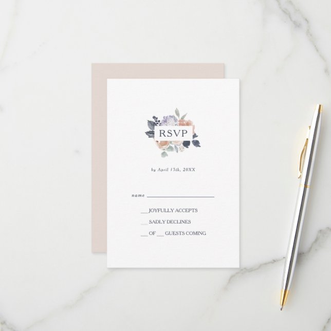 Simple Rustic Floral RSVP Card (Front/Back In Situ)