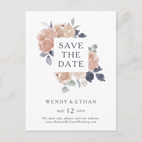 Simple Rustic Floral Save The Date Postcard