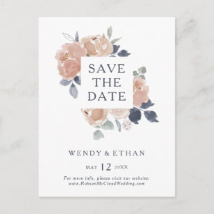 Simple Rustic Floral Save The Date Postcard