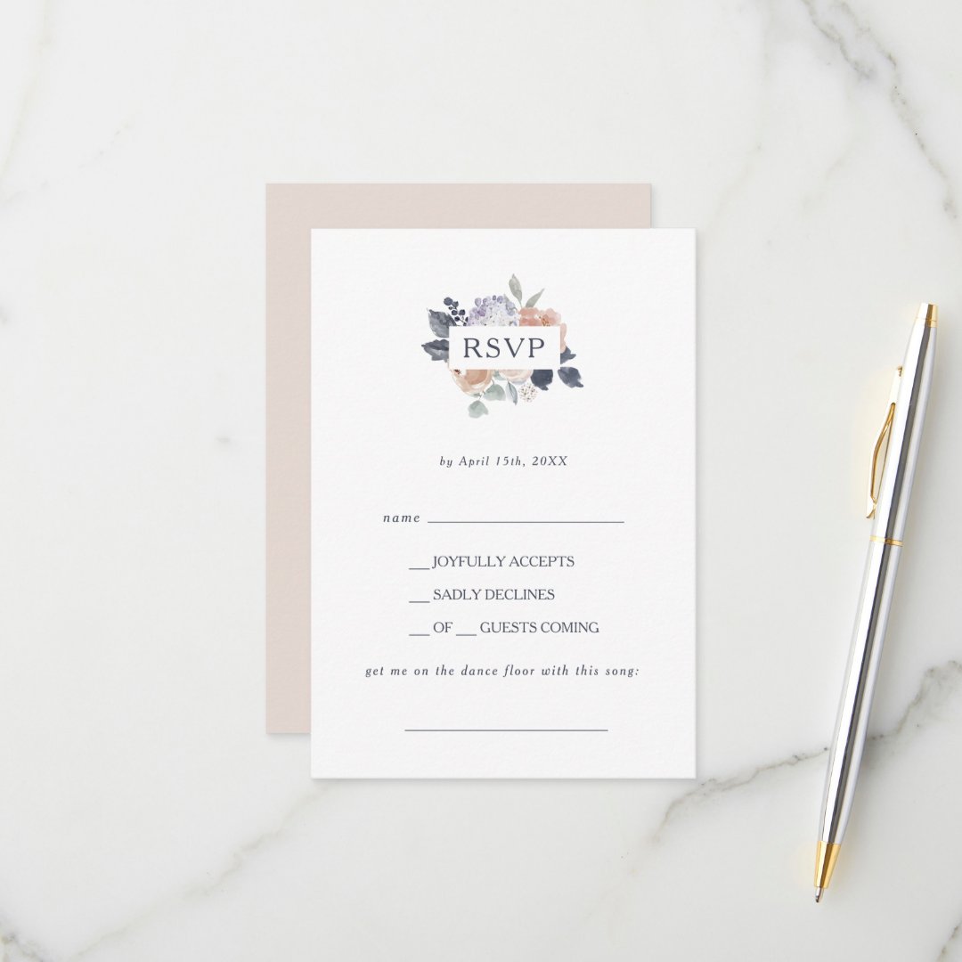 Simple Rustic Floral Song Request RSVP Card | Zazzle