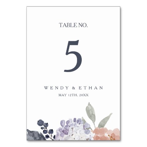 Simple Rustic Floral Table Number