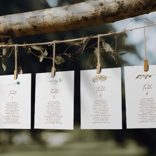 Simple Rustic Floral Table Number Seating Chart
