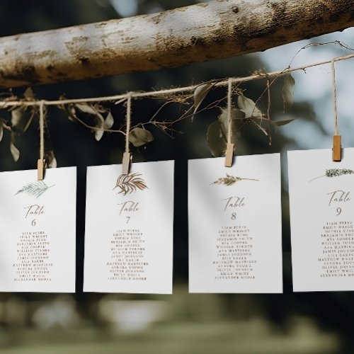 Simple Rustic Floral Table Number Seating Chart