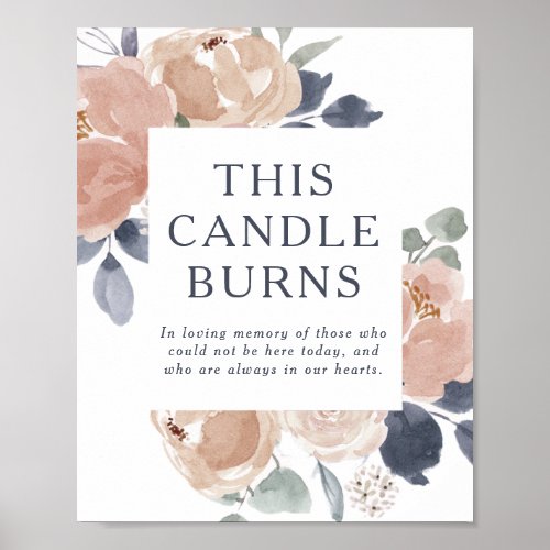 Simple Rustic Floral This Candle Burns Wedding Poster