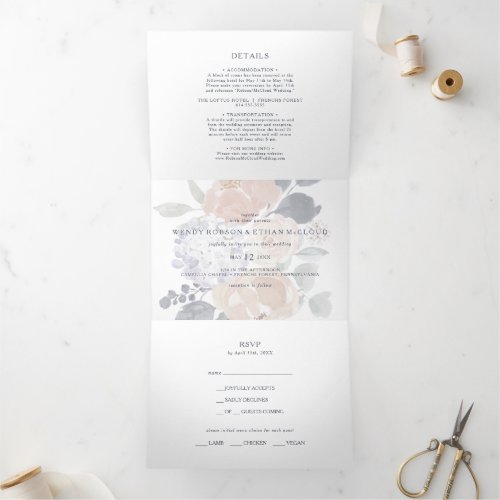 Simple Rustic Floral Wedding All In One Tri_fold