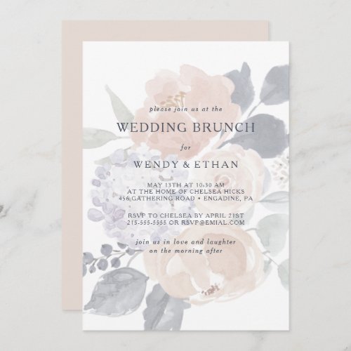 Simple Rustic Floral Wedding Brunch Invitation