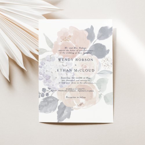 Simple Rustic Floral Wedding Invitation