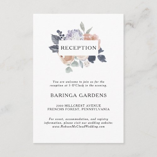 Simple Rustic Floral Wedding Reception Card